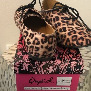 Camel Leopard lace-up casual shoes